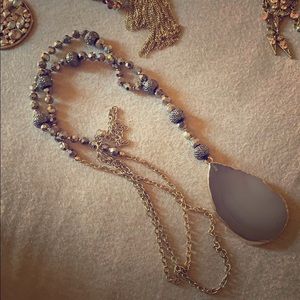 Granite looking stone beaded necklace